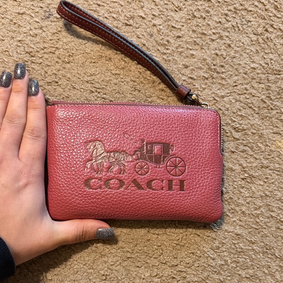 Coach Pink Leather Wristlet - Picture 6 of 7
